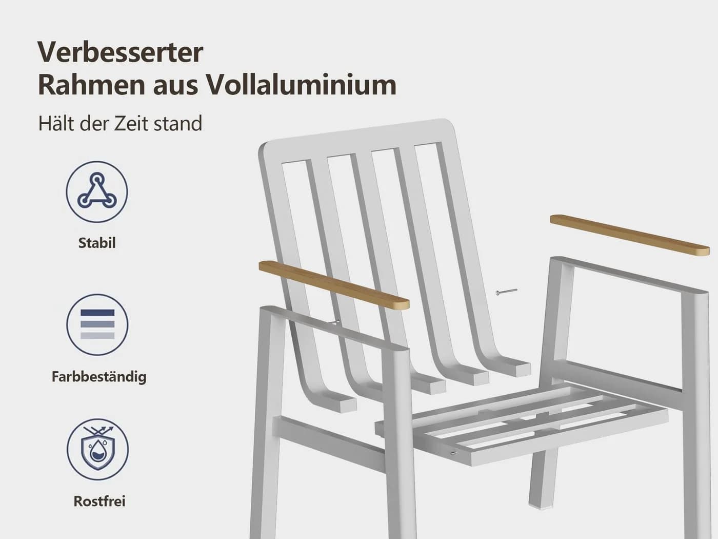 MeXo Gartenstuhl 6er Set Aluminium mit Kissen Beige - Bild 3