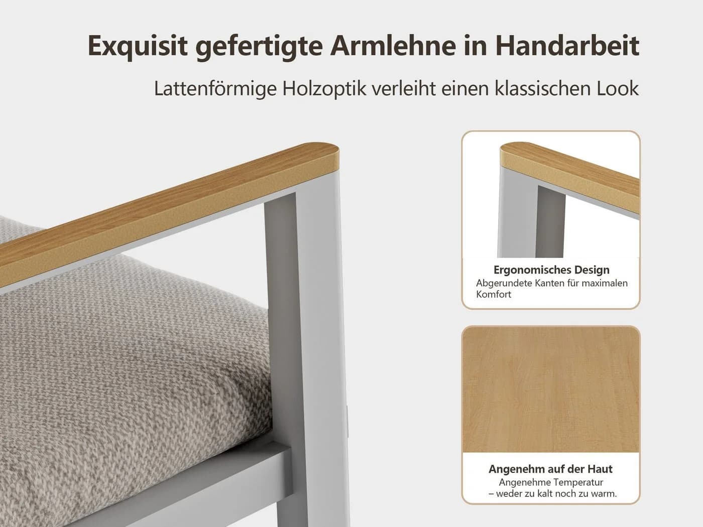 MeXo Gartenstuhl 6er Set Aluminium mit Kissen Beige - Bild 4