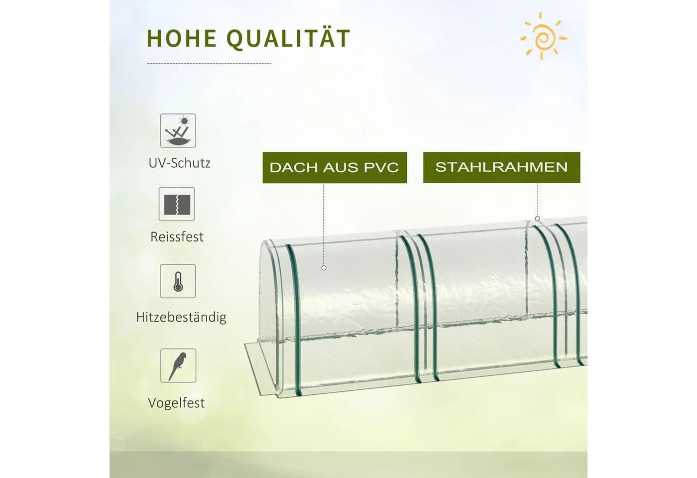 MC Star Gewächshaus mit Stahlrahmen und transparenter Plane - Bild 5
