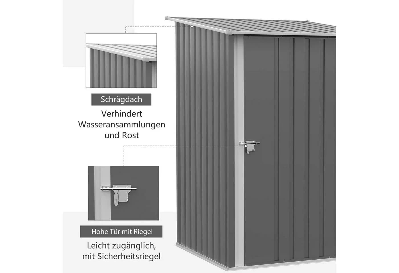 MC Star Gartenschuppen Stahl Grau mit Pultdach - Bild 3