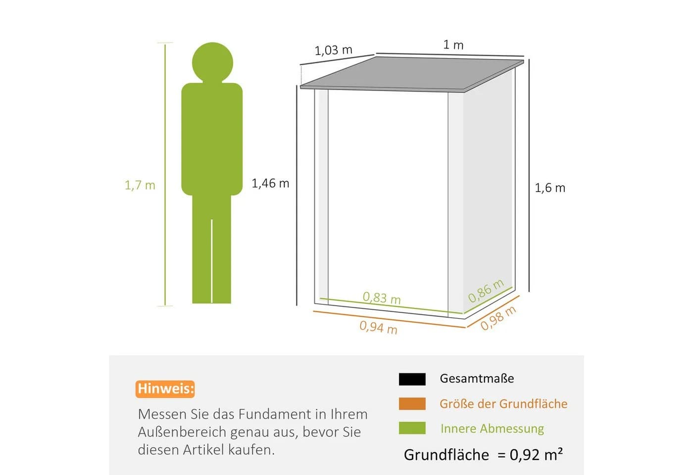 MC Star Gartenschuppen Stahl Grau mit Pultdach - Bild 5