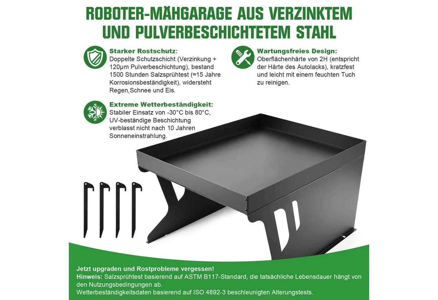 XERSEK Mähroboter-Garage Stahl Schwarz - Bild 3