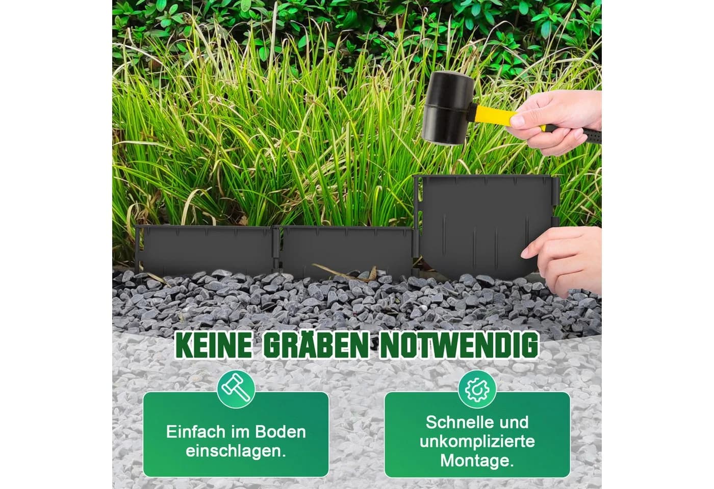 XERSEK Beetumrandung Rasenkante Kunststoff Garten Border Begrenzung