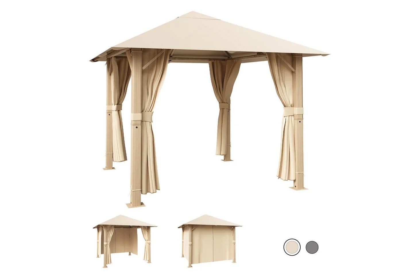 HOMALL Pavillon 3x3/3x4m Patio Beige 90-mm-Aluminium