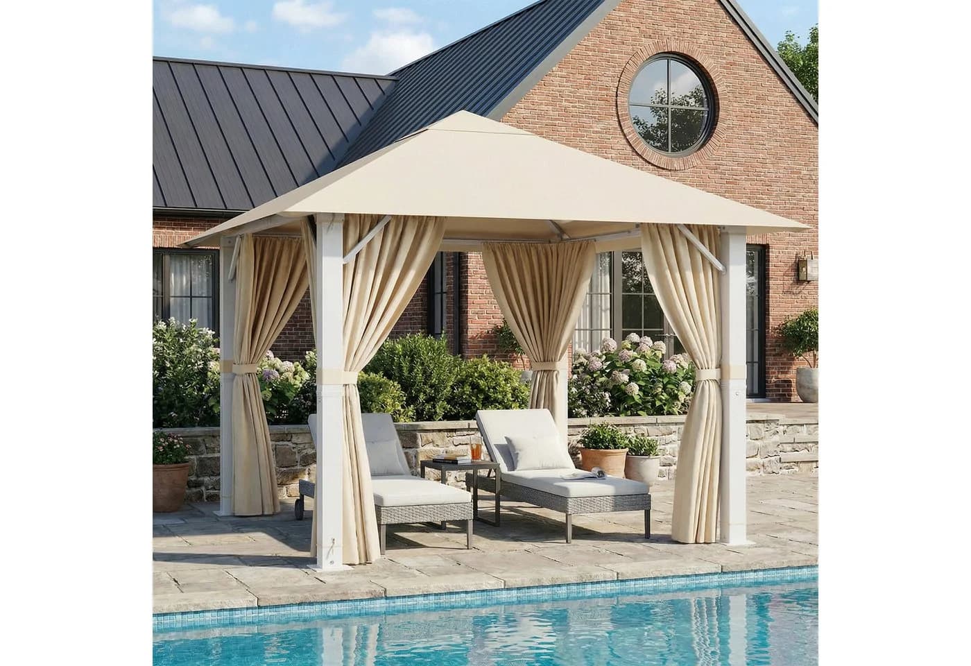 HOMALL Pavillon 3x3/3x4m Patio Beige 90-mm-Aluminium - Bild 2
