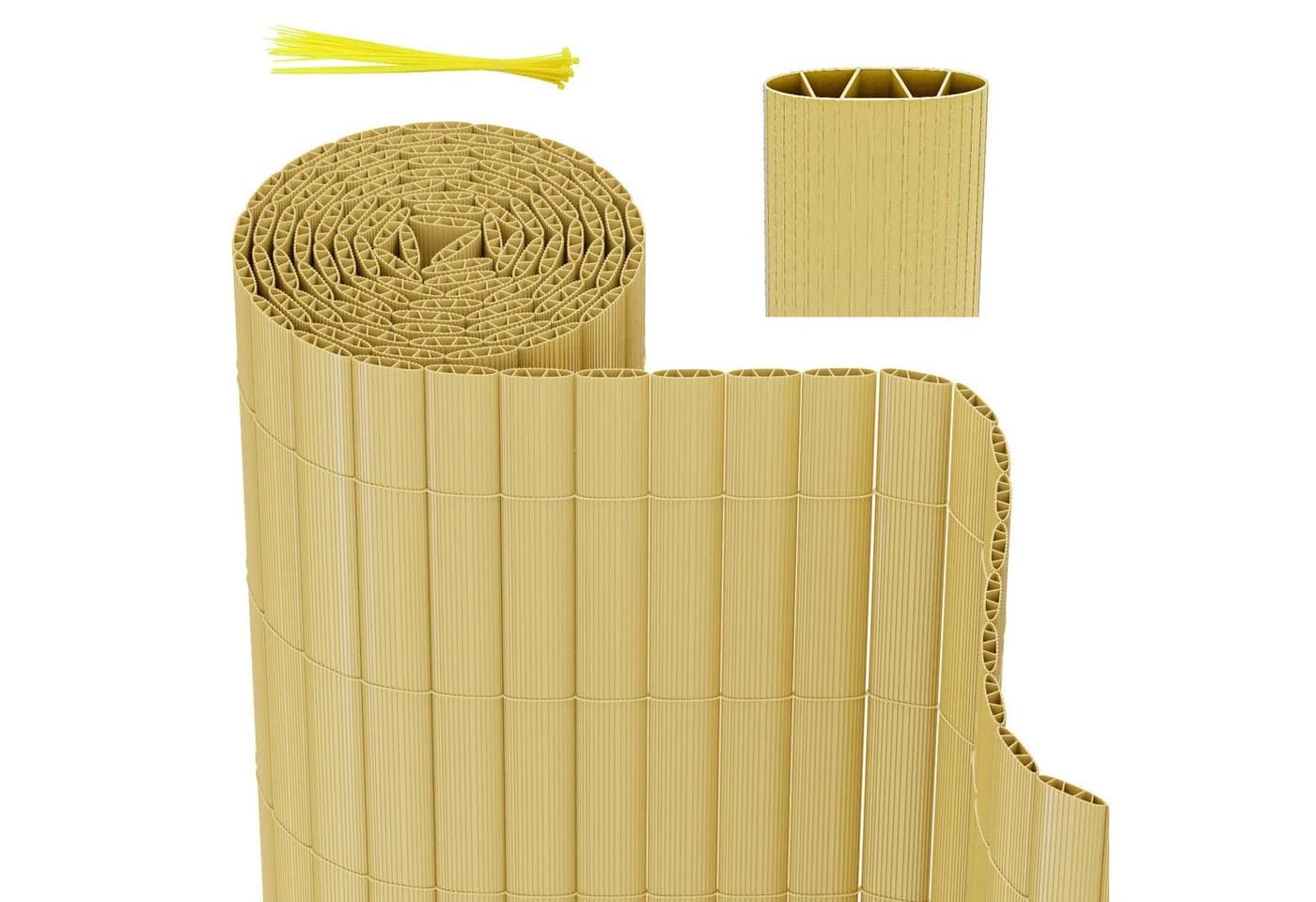 Clanmacy Balkonsichtschutz PVC Sichtschutzmatte Bambus - Bild 2