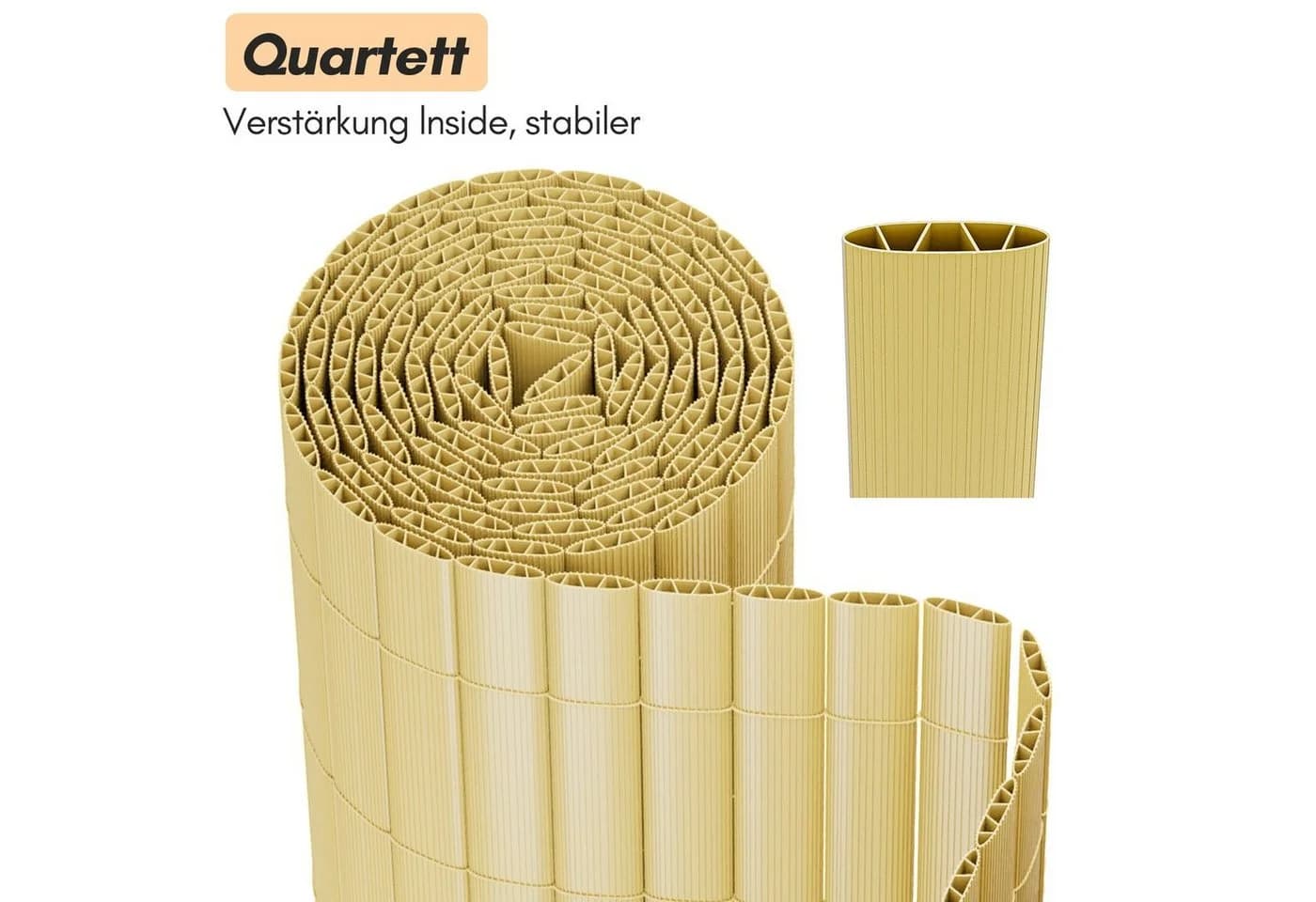 Clanmacy Balkonsichtschutz PVC Sichtschutzmatte Bambus - Bild 3
