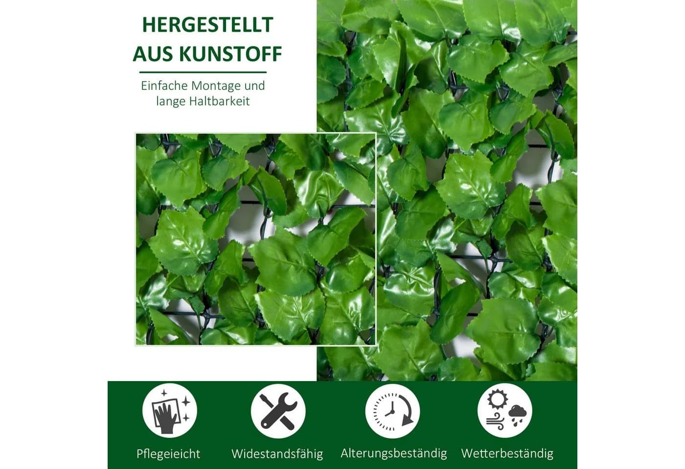 MC Star Balkonsichtschutz Sichtschutzhecke Künstliche Hecke 300x100cm Hellgrün - Bild 4