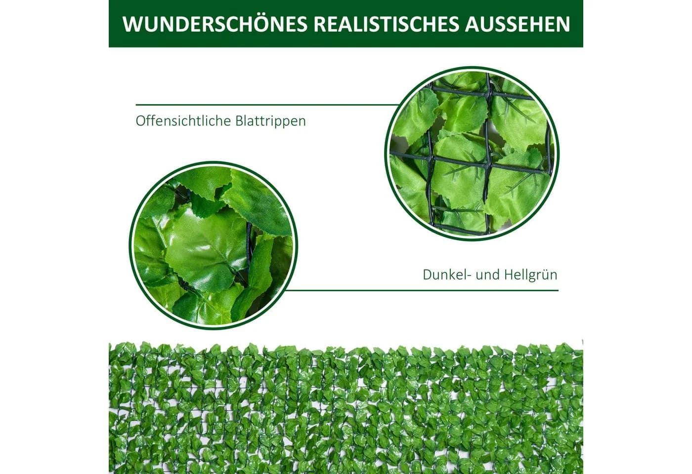MC Star Balkonsichtschutz Sichtschutzhecke Künstliche Hecke 300x100cm Hellgrün - Bild 5