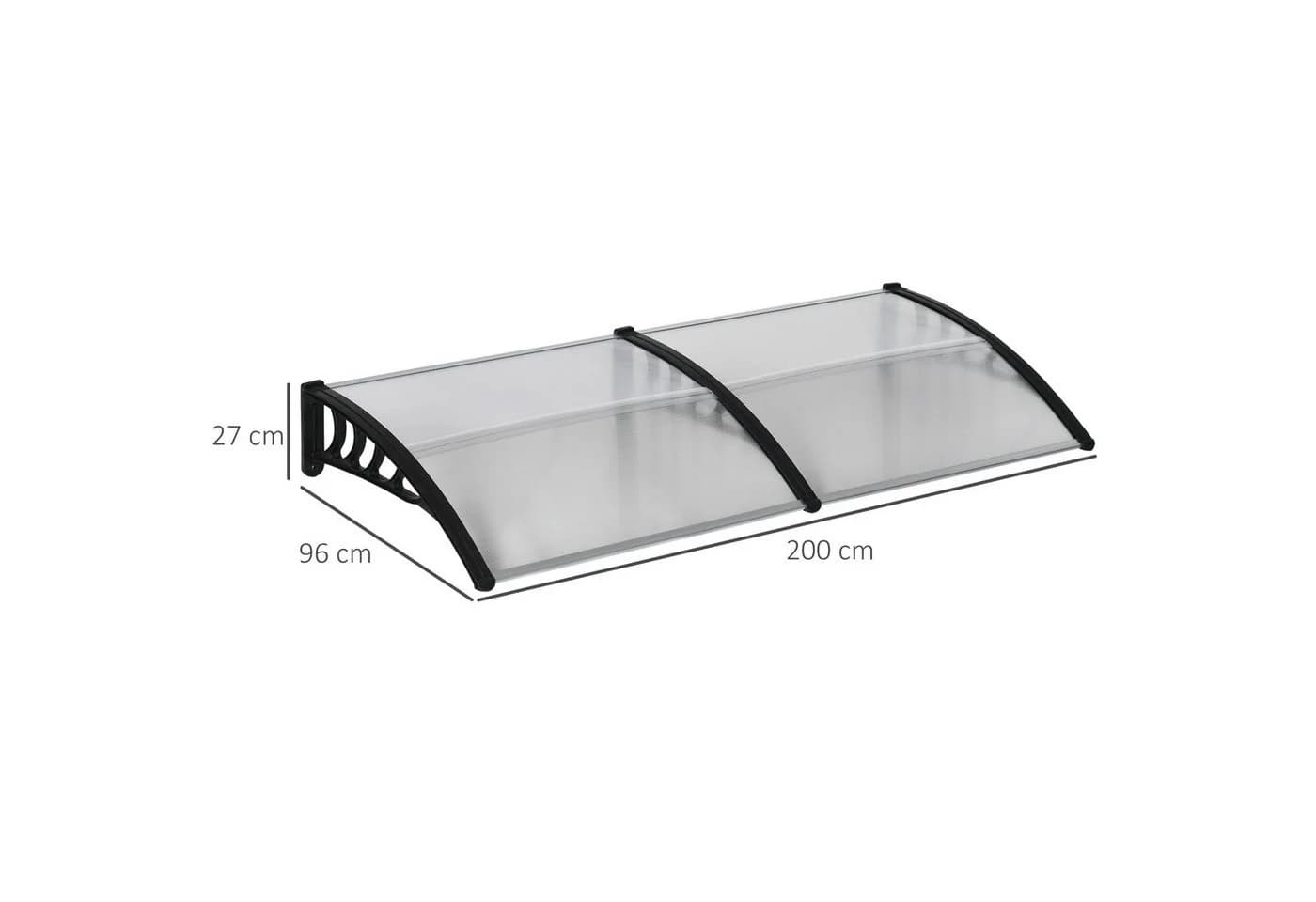 MC Star Pultvordach für Haustüren 200x96x27 cm Aluminium Schwarz - Bild 5