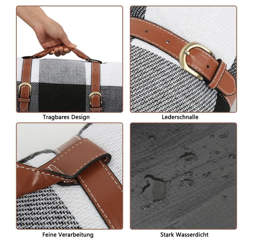 Picknickdecke 200x200cm Wasserdicht Reisedecke mit Tragegriff - Bild 5