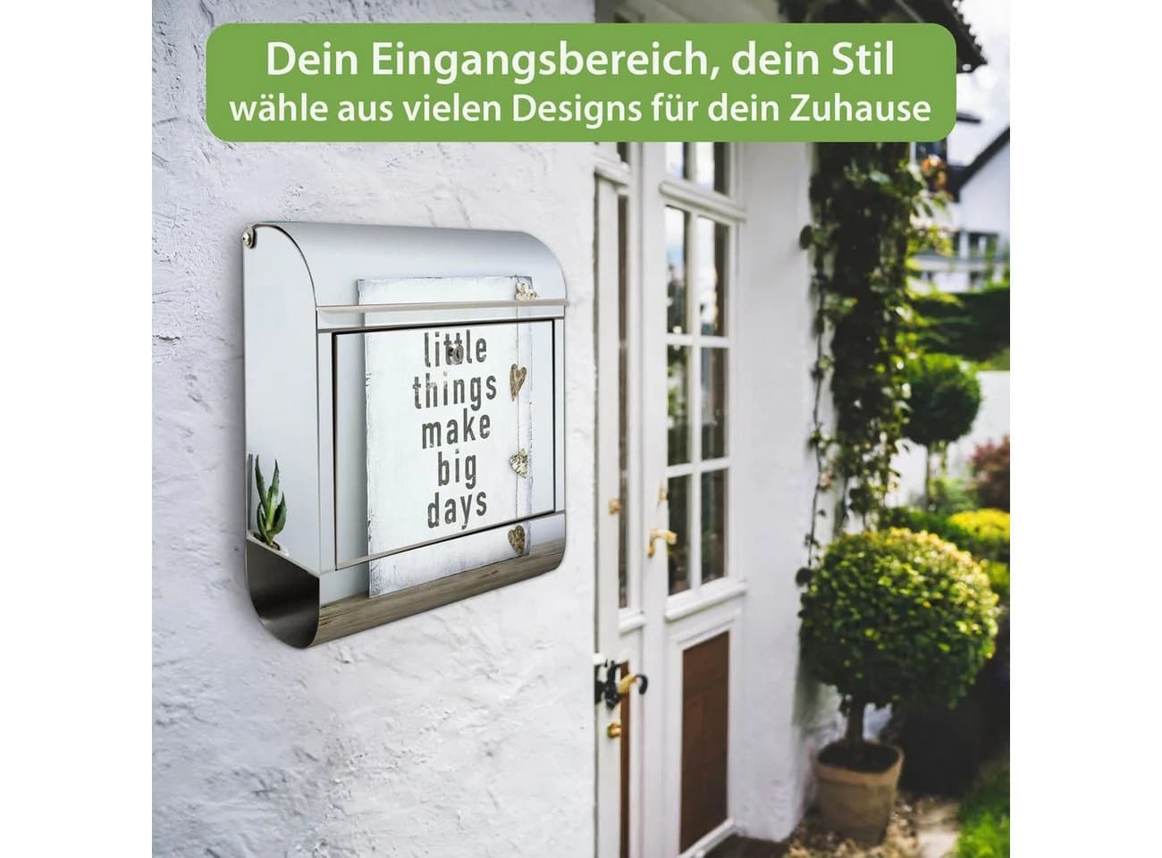banjado Wandbriefkasten Edelstahl Motiv Little Things mit Zeitungsfach