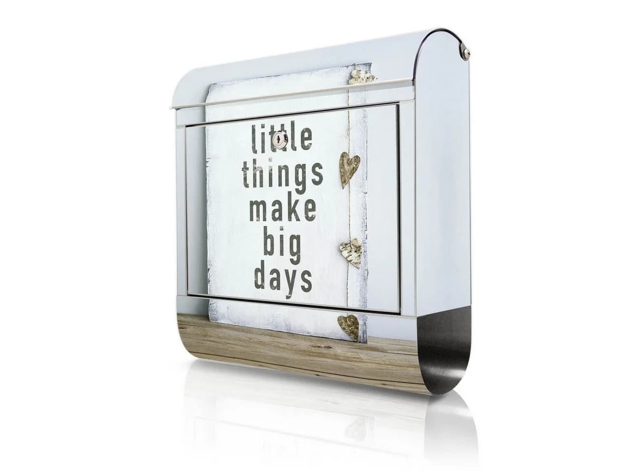 banjado Wandbriefkasten Edelstahl Motiv Little Things mit Zeitungsfach - Bild 2
