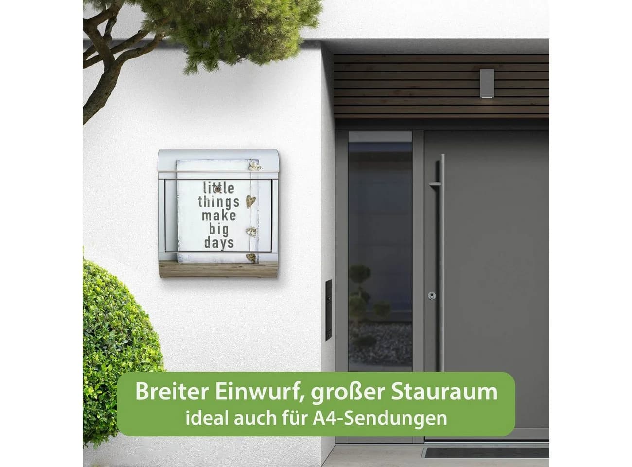 banjado Wandbriefkasten Edelstahl Motiv Little Things mit Zeitungsfach - Bild 4