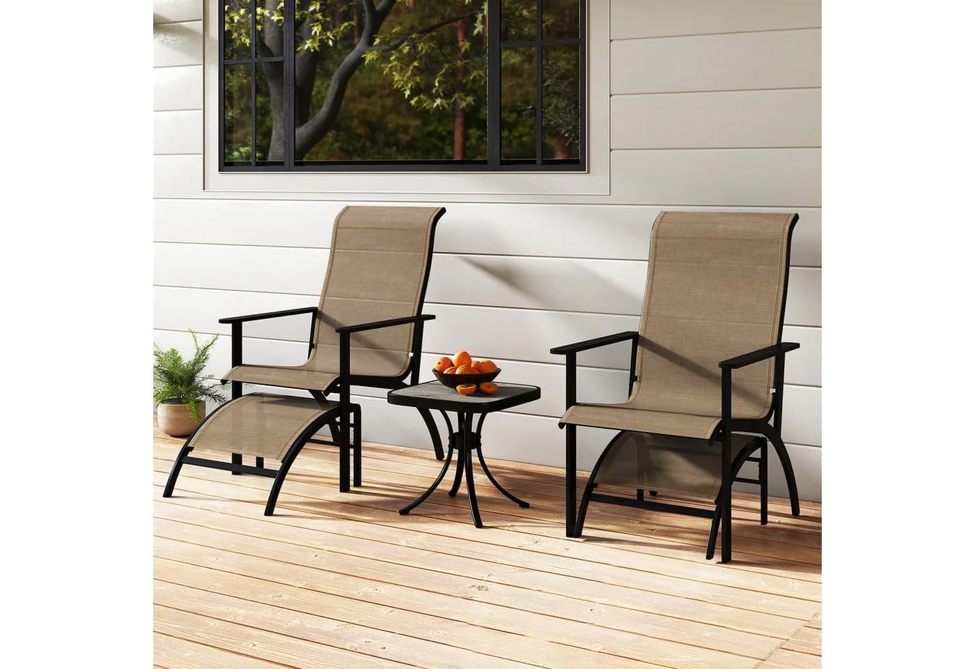 COSTWAY Balkonset 5-tlg. Adirondack-Stuhlset mit Fußhockern, Beistelltisch