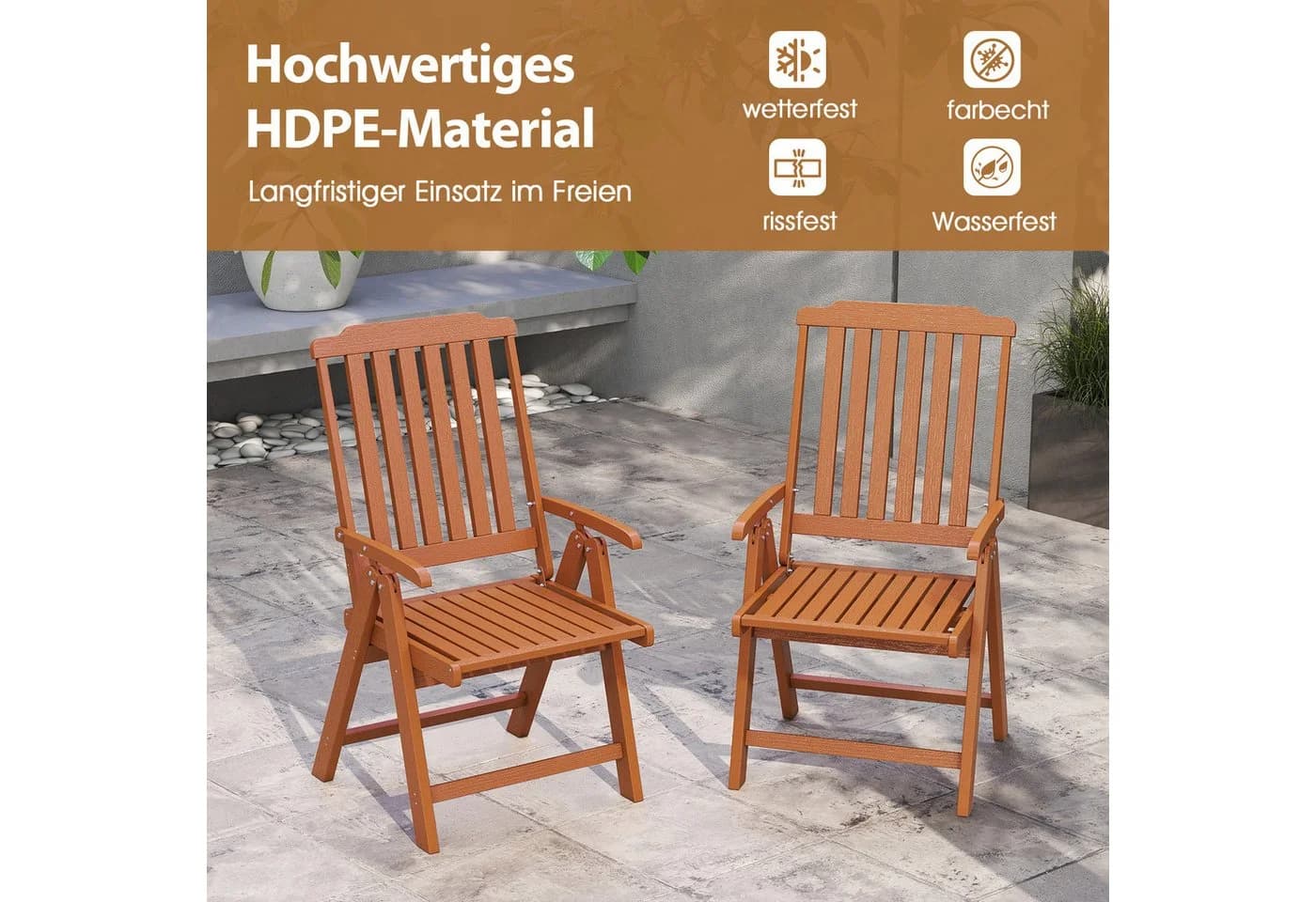 COSTWAY Klappstuhl Gartenstuhl Hochlehner