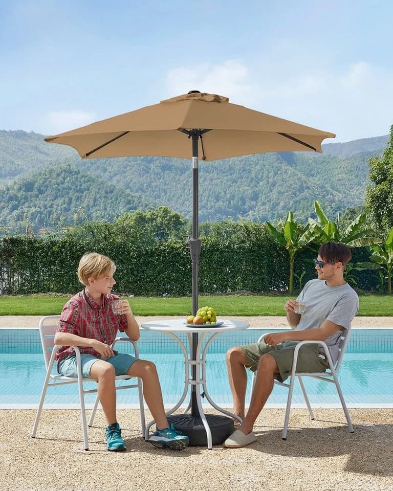 SONGMICS Sonnenschirm UPF 50+ mit Kurbel 200cm