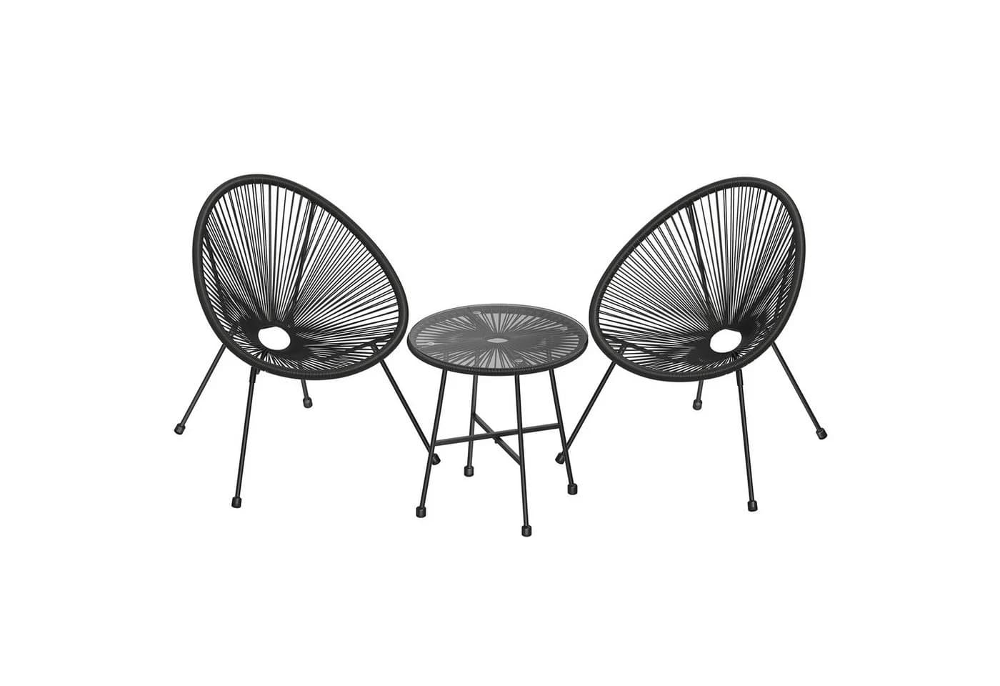 SONGMICS Gartenlounge-Set 3-tlg. Acapulco-Stühle Türkisblau