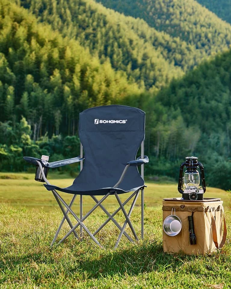 SONGMICS Campingstuhl Klappstuhl 2er Set bis 150 kg belastbar Blau