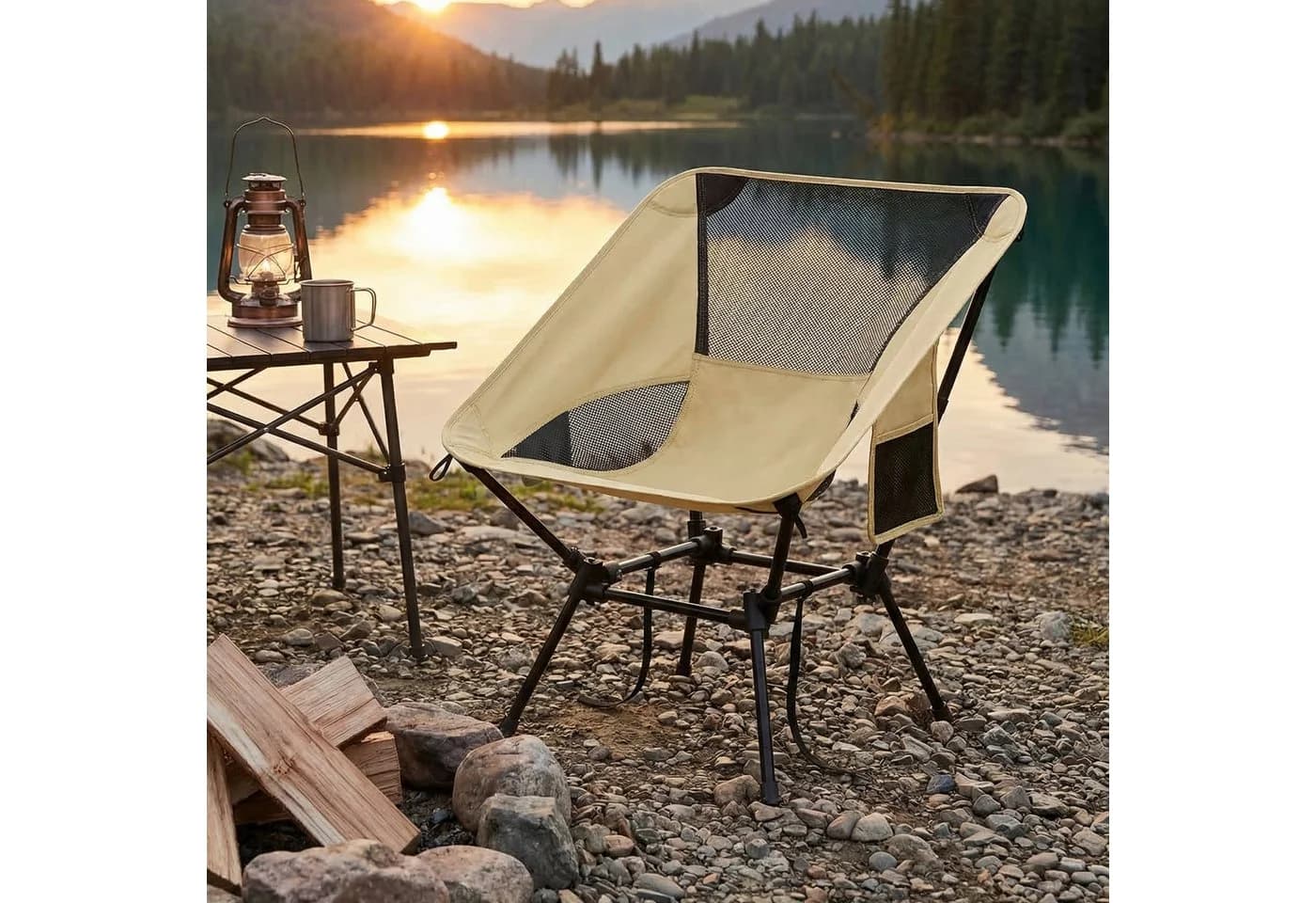 SONGMICS Campingstuhl Gartenstuhl Klappstuhl höhenverstellbar Braun