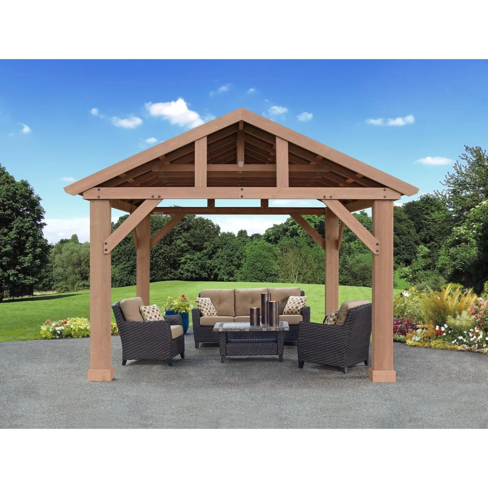 Holzpavillon WESTMANN Yukon 14x12 Massivholz Zeder