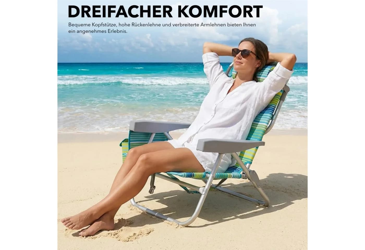 TLGREEN Campingstuhl Klappbar Aluminium Grün 5-fach Verstellbar