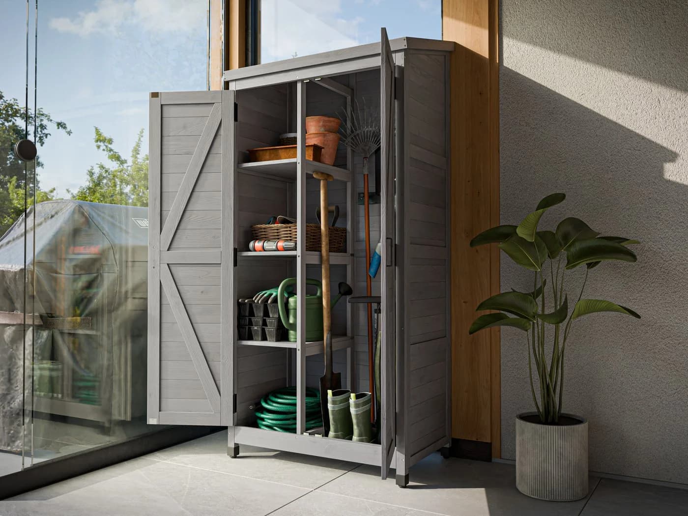 Outgarden Geräteschrank "Jeremy" Grau Lackiert