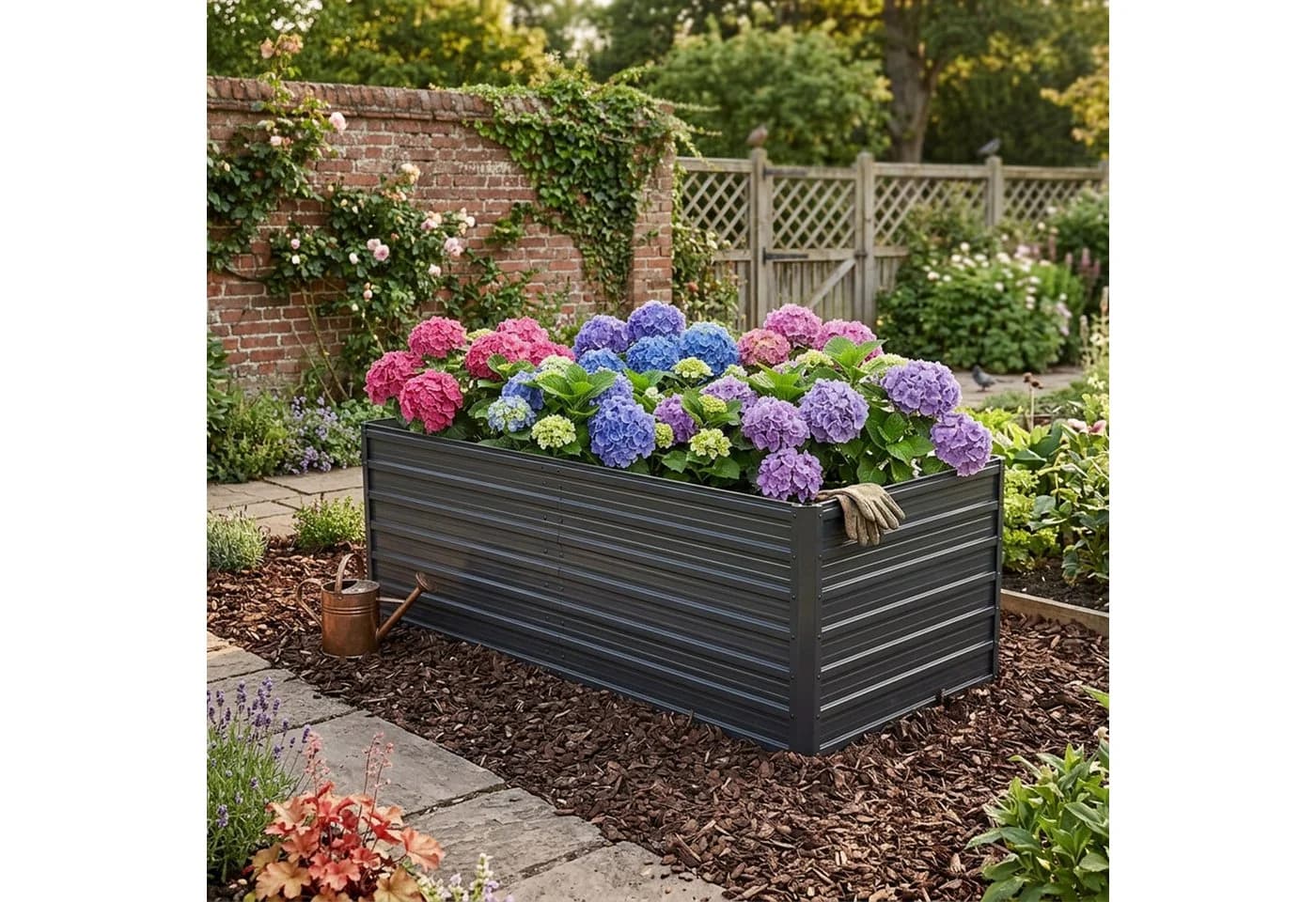 BlingBin Hochbeet aus Metall Rechteck 190x90x64cm Verzinkt