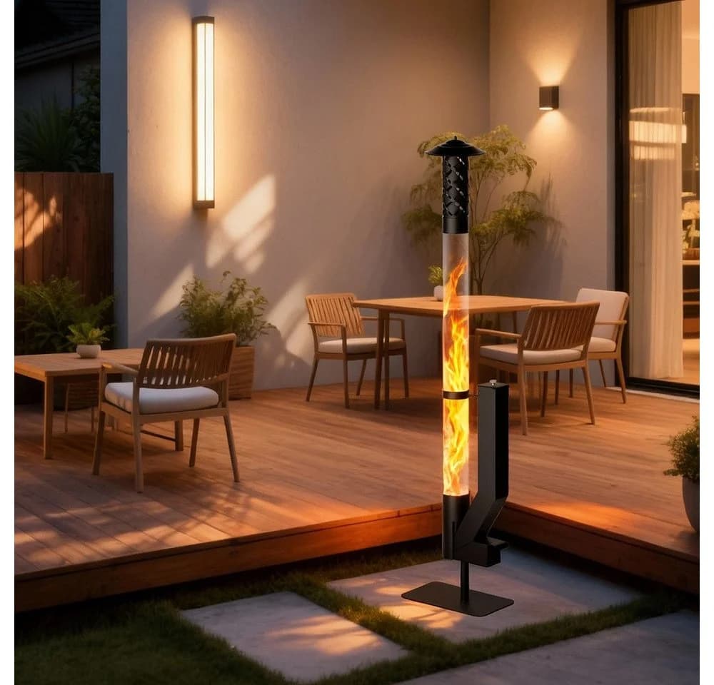 Meulbaty Feuerstelle Feuerrohr 157cm Edelstahl Feuersäule Pelletfackel