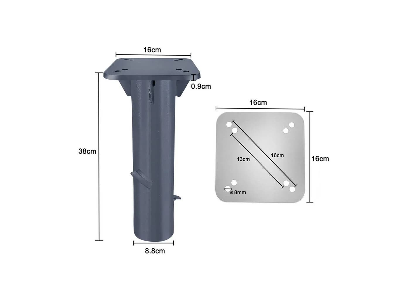 FIVMEN Schirmhalter Metall Universal Bodenplatte Dunkelgrau