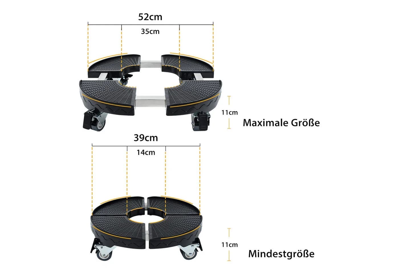FIVMEN Pflanzenroller 360° drehbar Schwarz