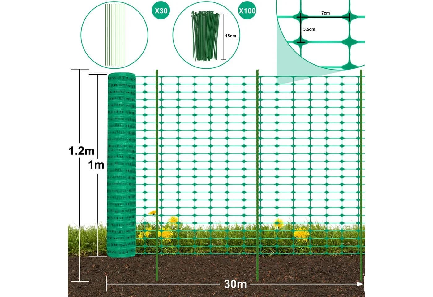 FIVMEN Gartenzaun 100 cm Grün