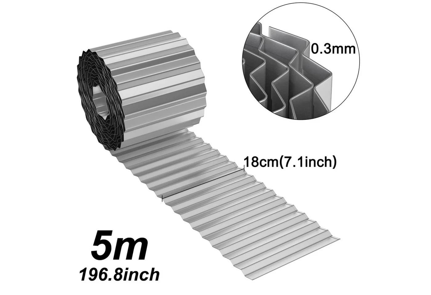 FIVMEN Rasenkante 5m/10m Beetbegrenzung Metall Verzinkt Silber/Schwarz/Rost