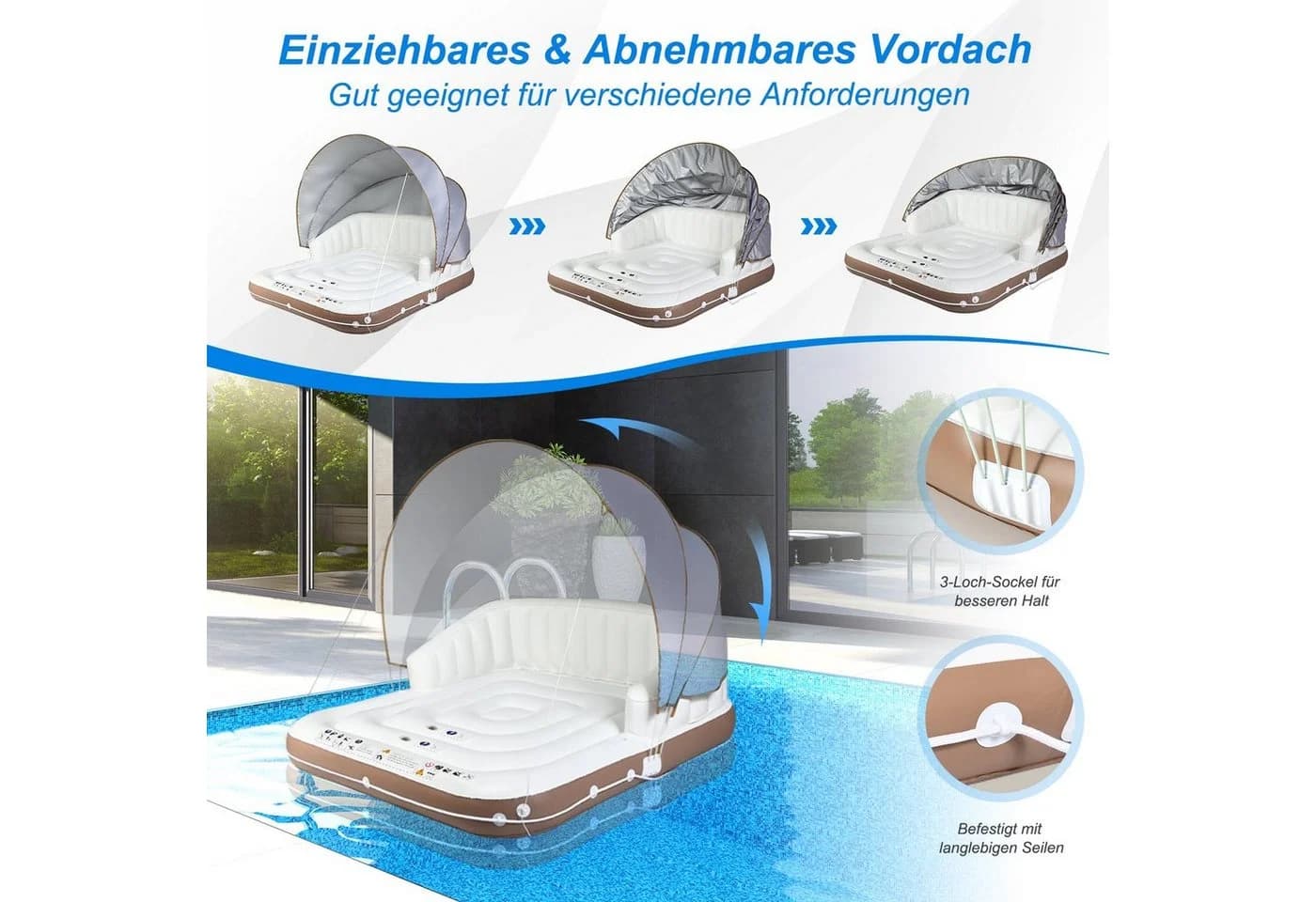 COSTWAY Badeinsel mit Überdachung UV-Schutz für 2 Personen