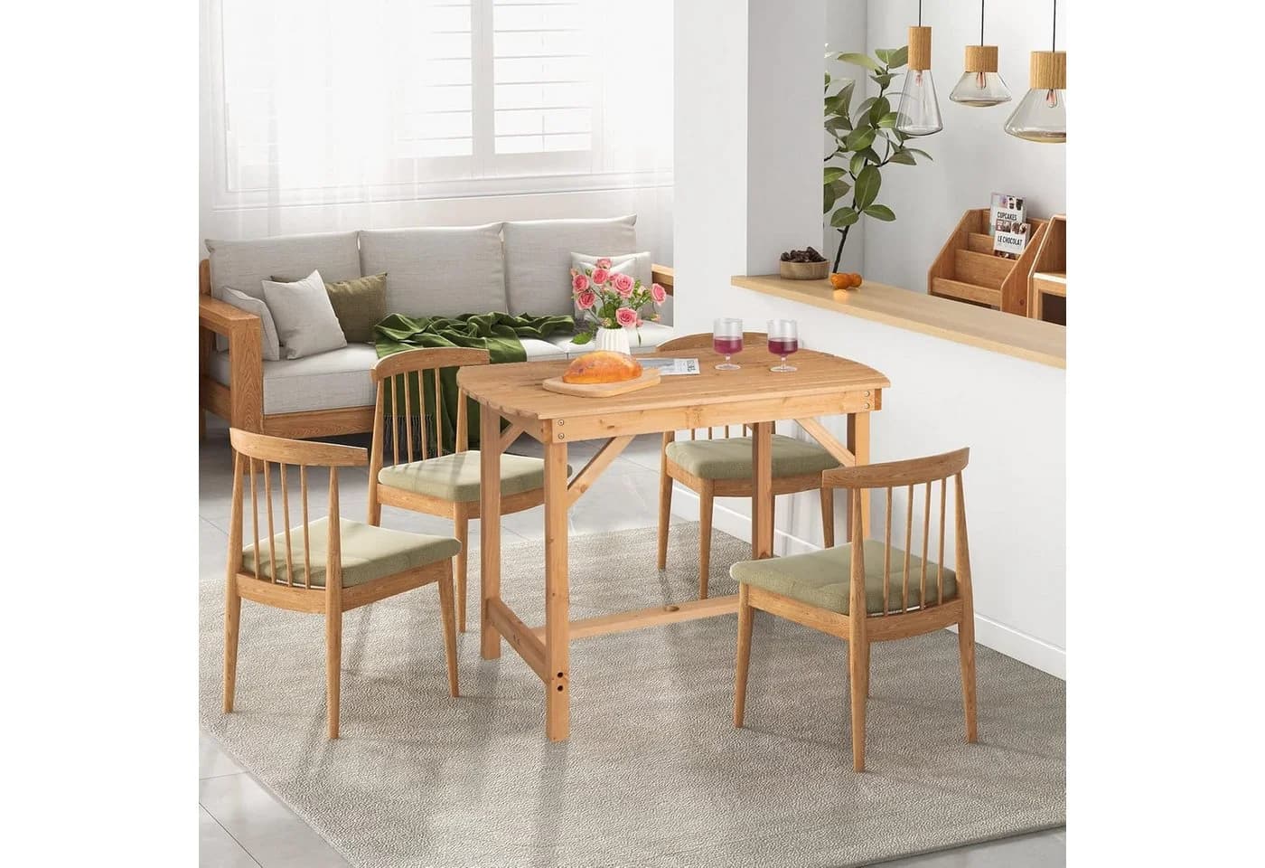 KOMFOTTEU Gartentisch aus Tannenholz mit Schirmloch