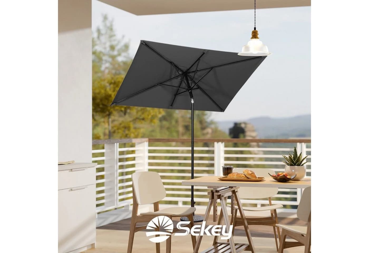 Sekey Balkonschirm 180 x 130 cm Sonnenschirm Rechteckig UPF 50+