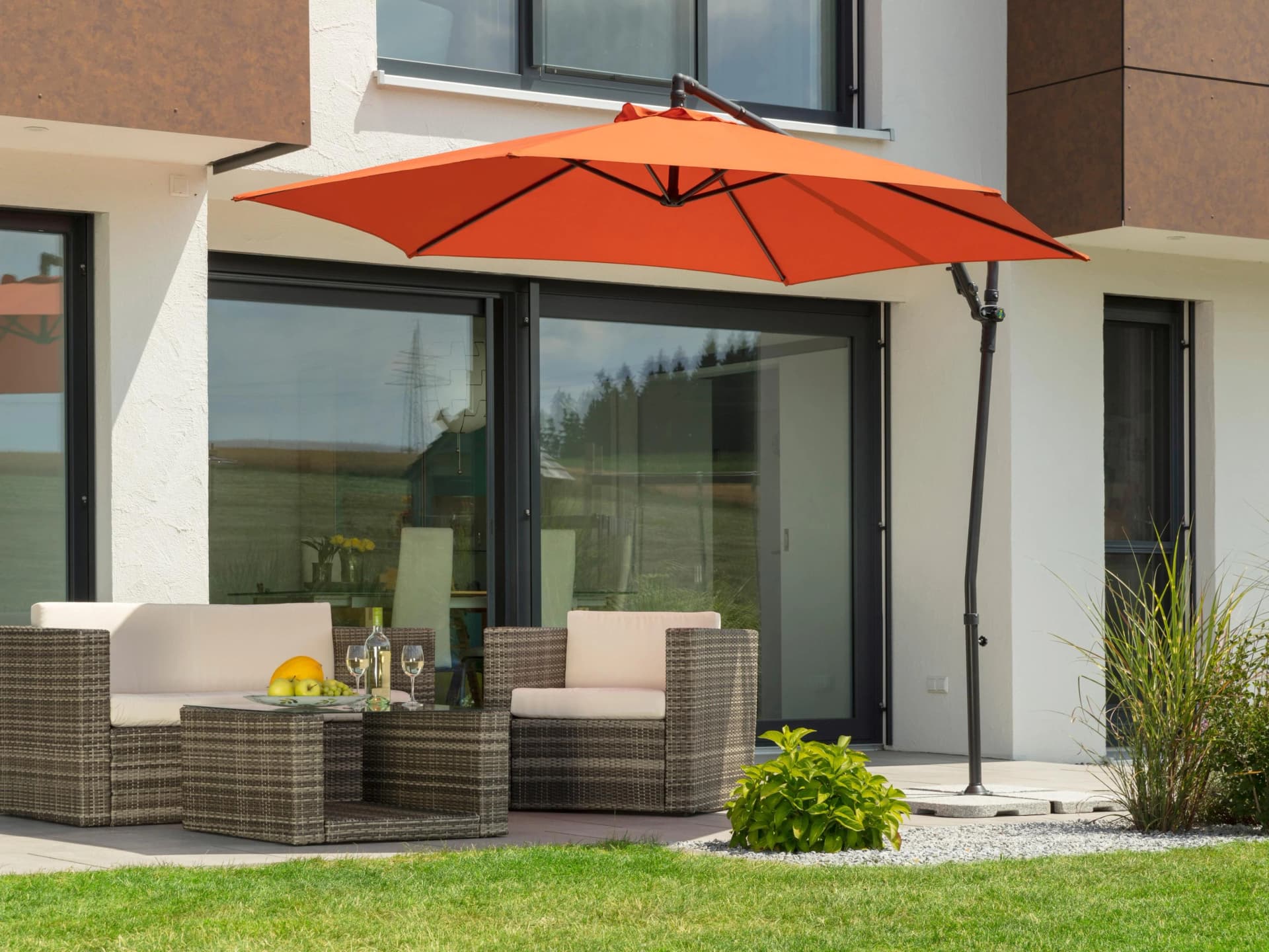 Schneider Schirme Ampelschirm Genua Terracotta 300 cm mit Ständer