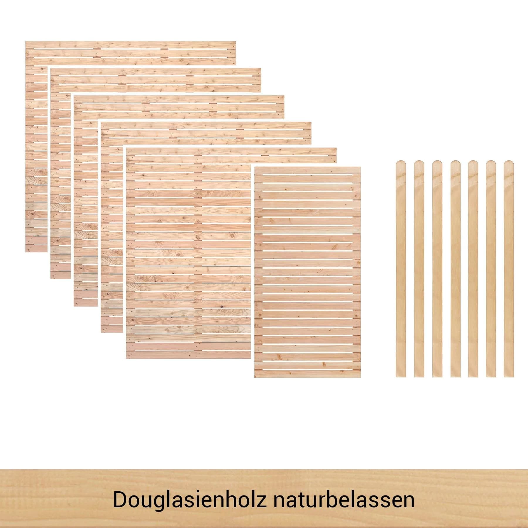 Zaun BM MASSIVHOLZ "Kurt Set 5.1" Beige Holzwerkstoff 6 Zaunelemente 180x180cm