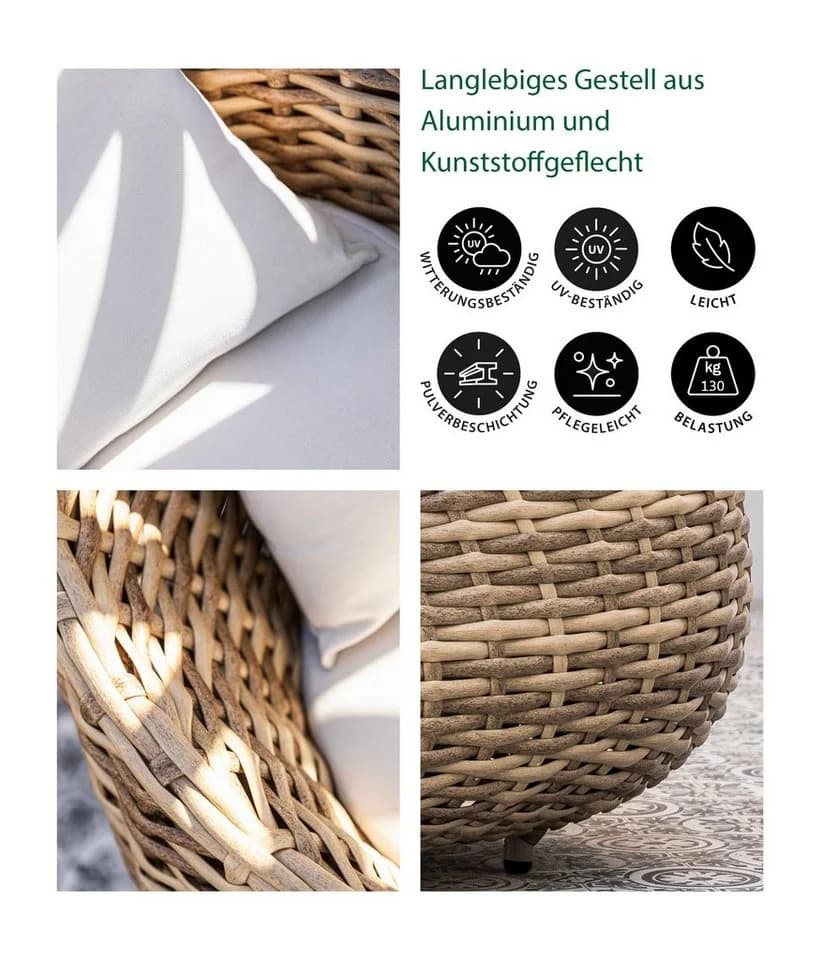 Dehner Gartenstuhl Geflechtsessel Tulum Modern Braun