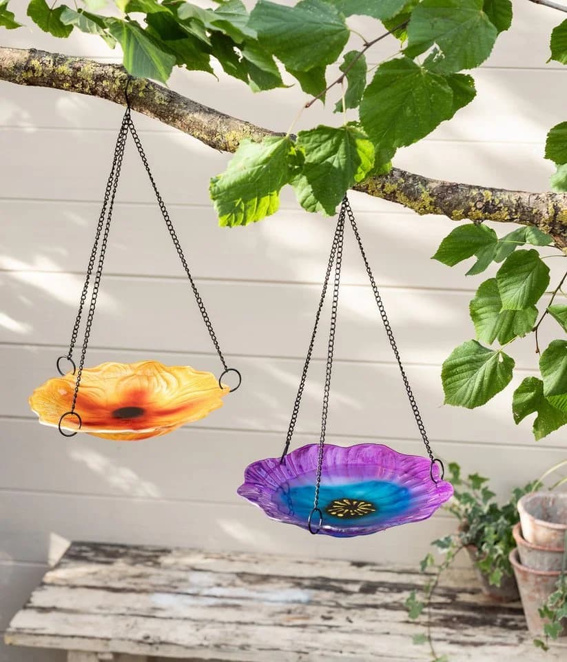 Dehner Vogelbad Bonito hängend Glas Metall Orange
