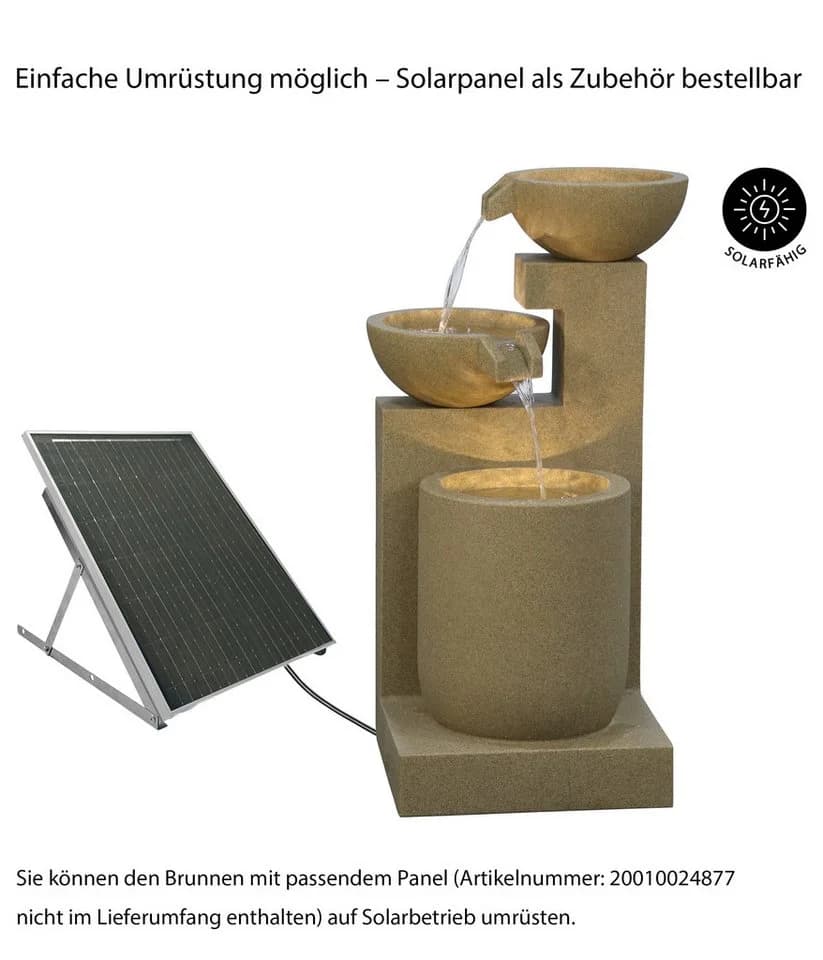 Dehner Gartenbrunnen Samson mit LED-Beleuchtung Polyresin Braun