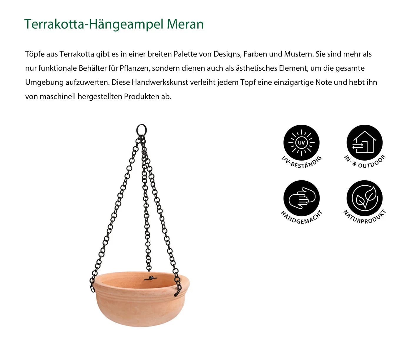 Dehner Blumenampel Hängeampel Meran Terrakotta Wetterbeständig