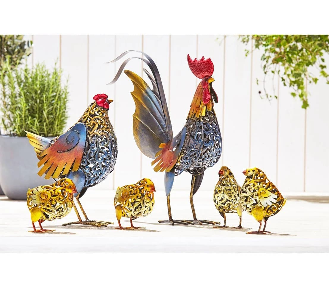 Dehner Metall-Hahn Toni Bunt Gartenfigur Deko