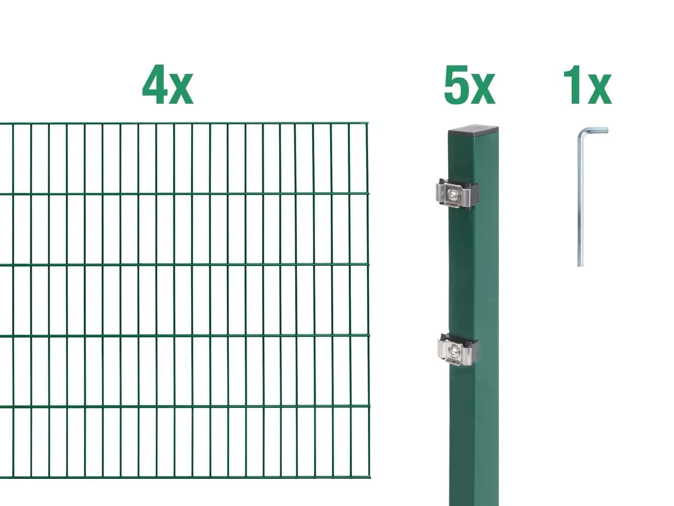 ALBERTS Doppelstabmattenzaun Grundset Grün 100 cm Stahl