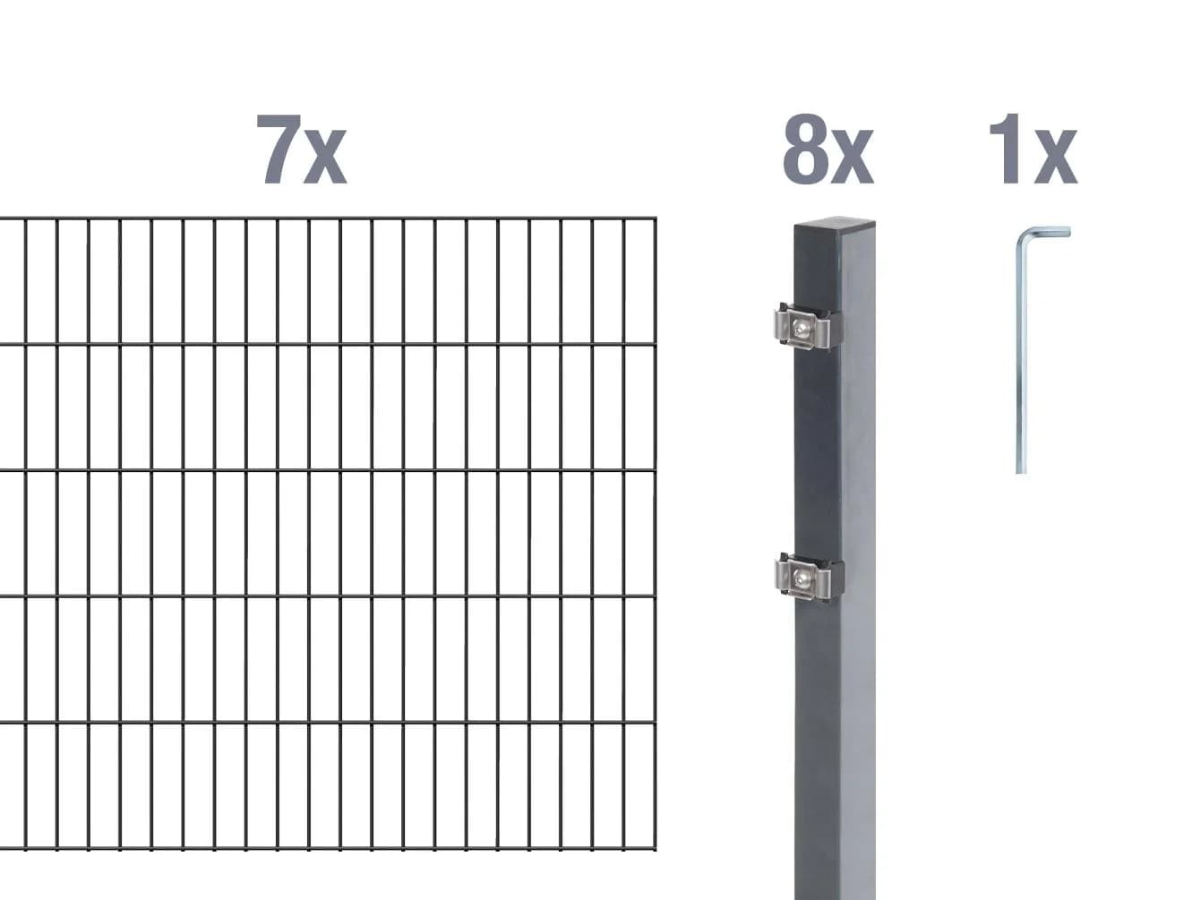 ALBERTS Doppelstabmattenzaun Grundset silber 100 cm Stahl