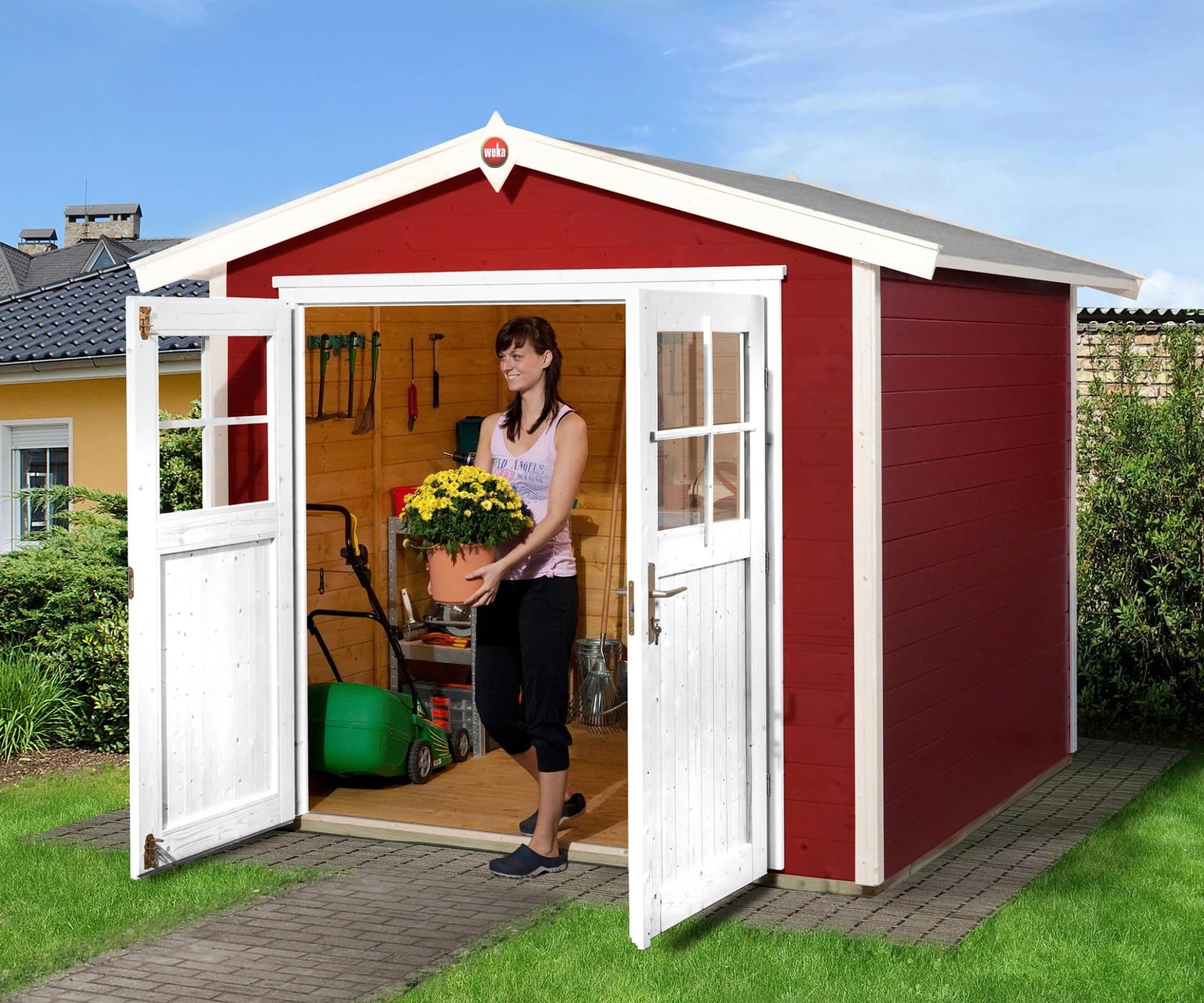 WEKA Gartenhaus 224 Gr.3 rot Fichte Holzwerkstoff