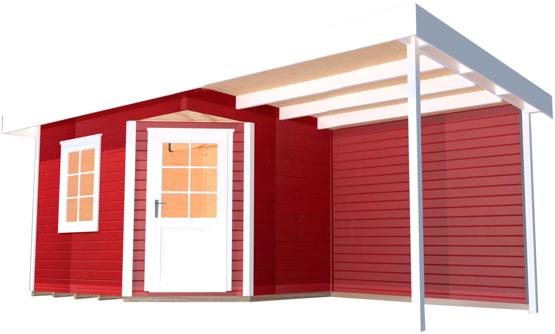 WEKA Designhaus 213A Gr.1 5-Eck Gartenhaus Schwedenrot Massivholz