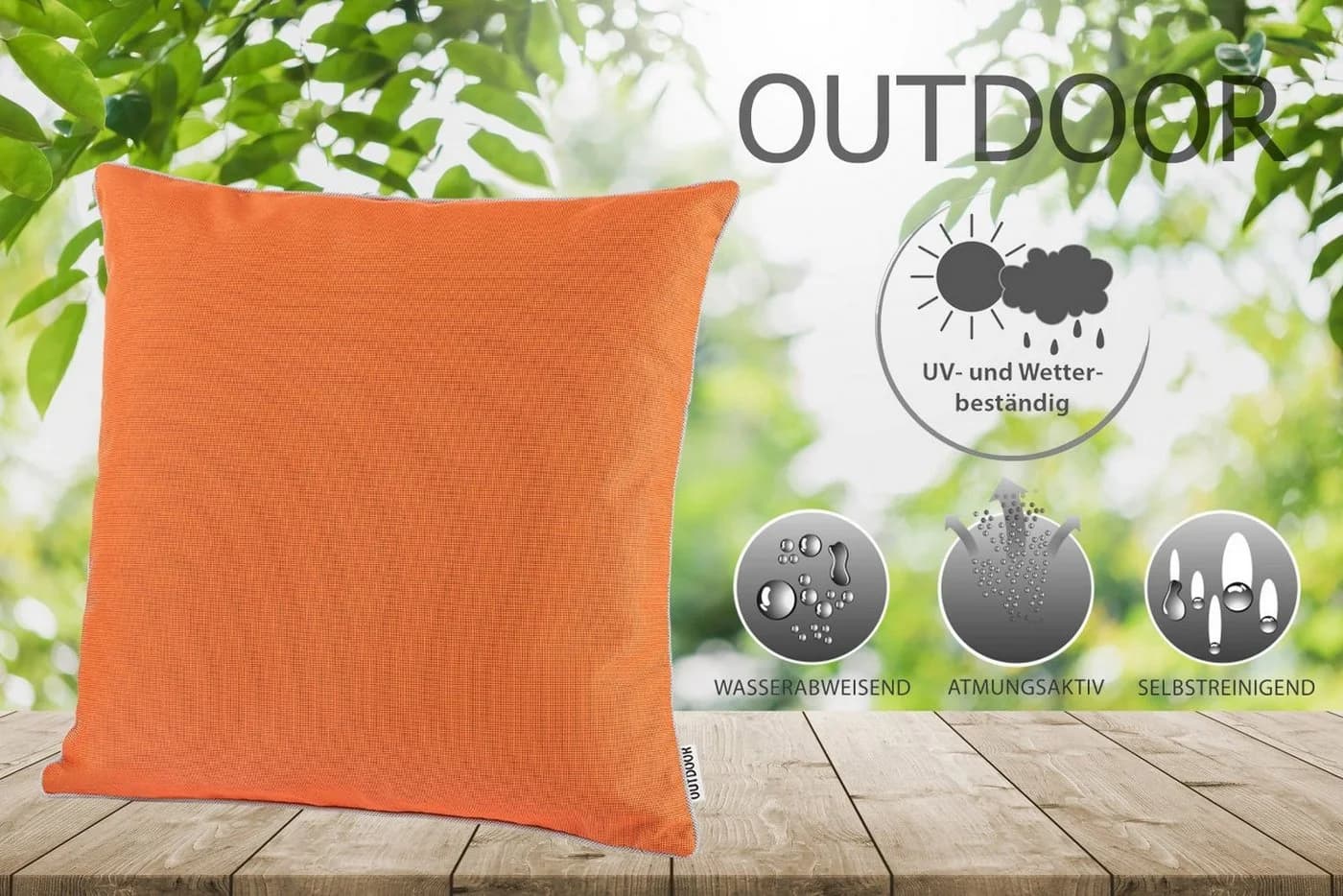 heimtexland Dekokissen Outdoorkissen Garten gefüllt wasserabweisend orange