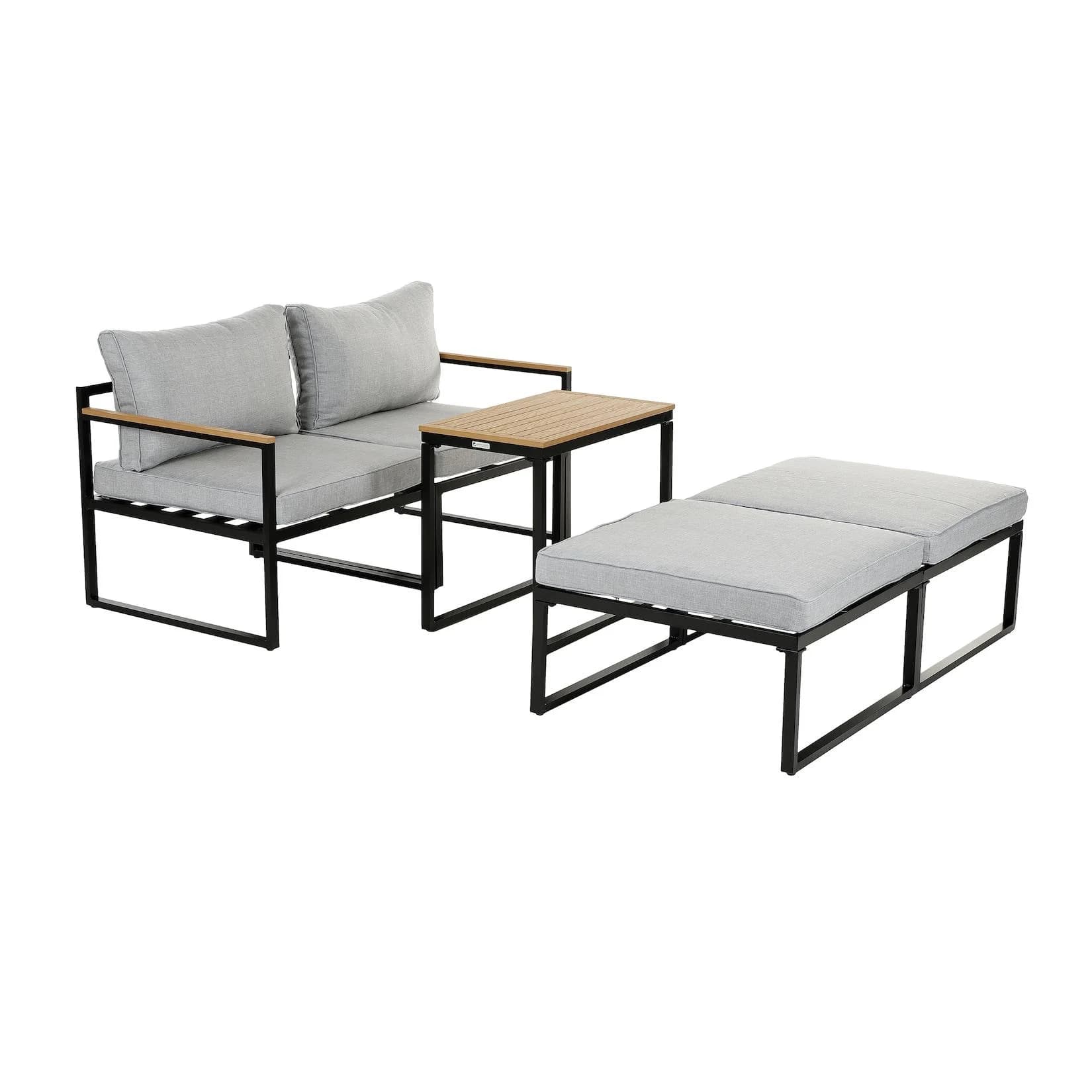 Greemotion Balkonset Retiro 5-tlg. Aluminium Grau Holz-Optik