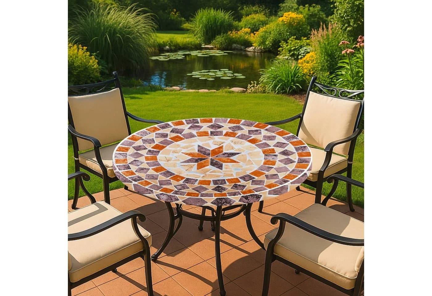 Maximex Gartentischdecke Spann-Tischdecke Mediterran Ø 85-105 cm